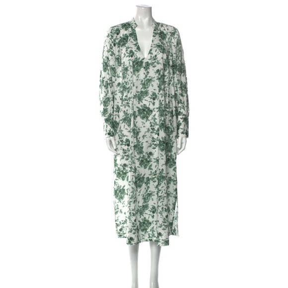 MILLE Esther Caftan Dress 💐"Green Bouquet" Medium - Picture 2 of 11